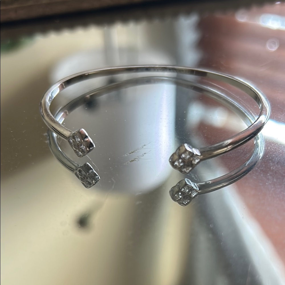 Kendra Scott Silver Open Cuff Bracelet with Cube Ends